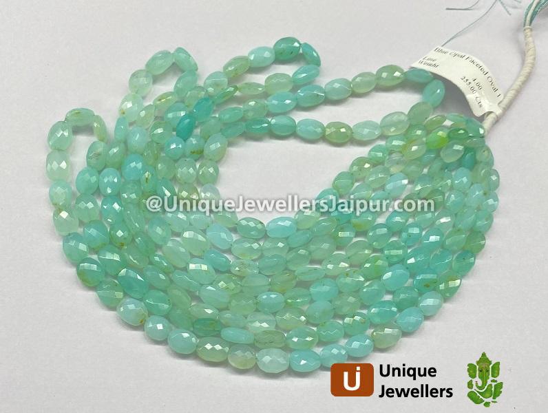 Blue Opal Peruvian Faceted Oval Beads